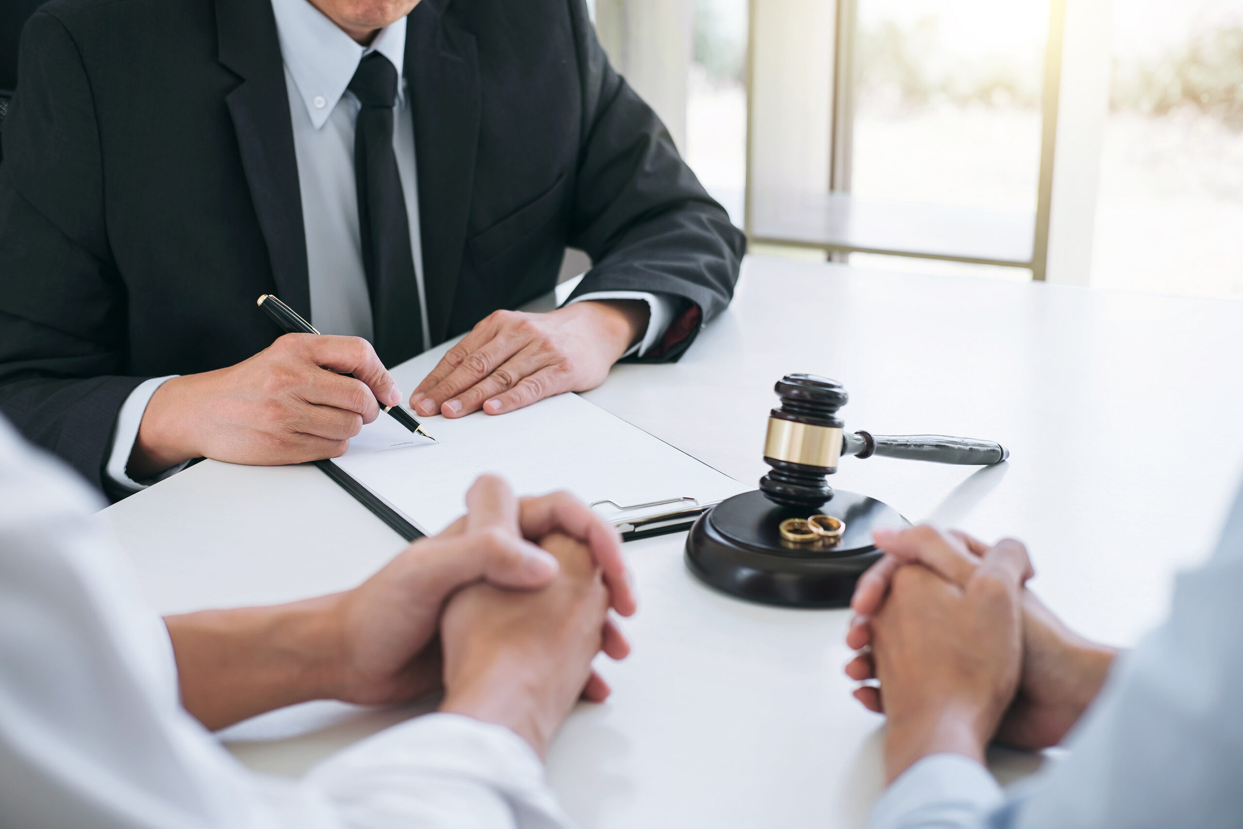 An attorney drafting divorce papers